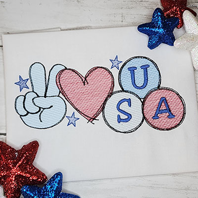 peace love usa embroidery design